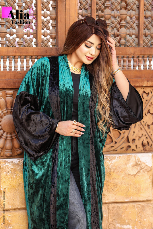 قفطان مخمل فيروزي