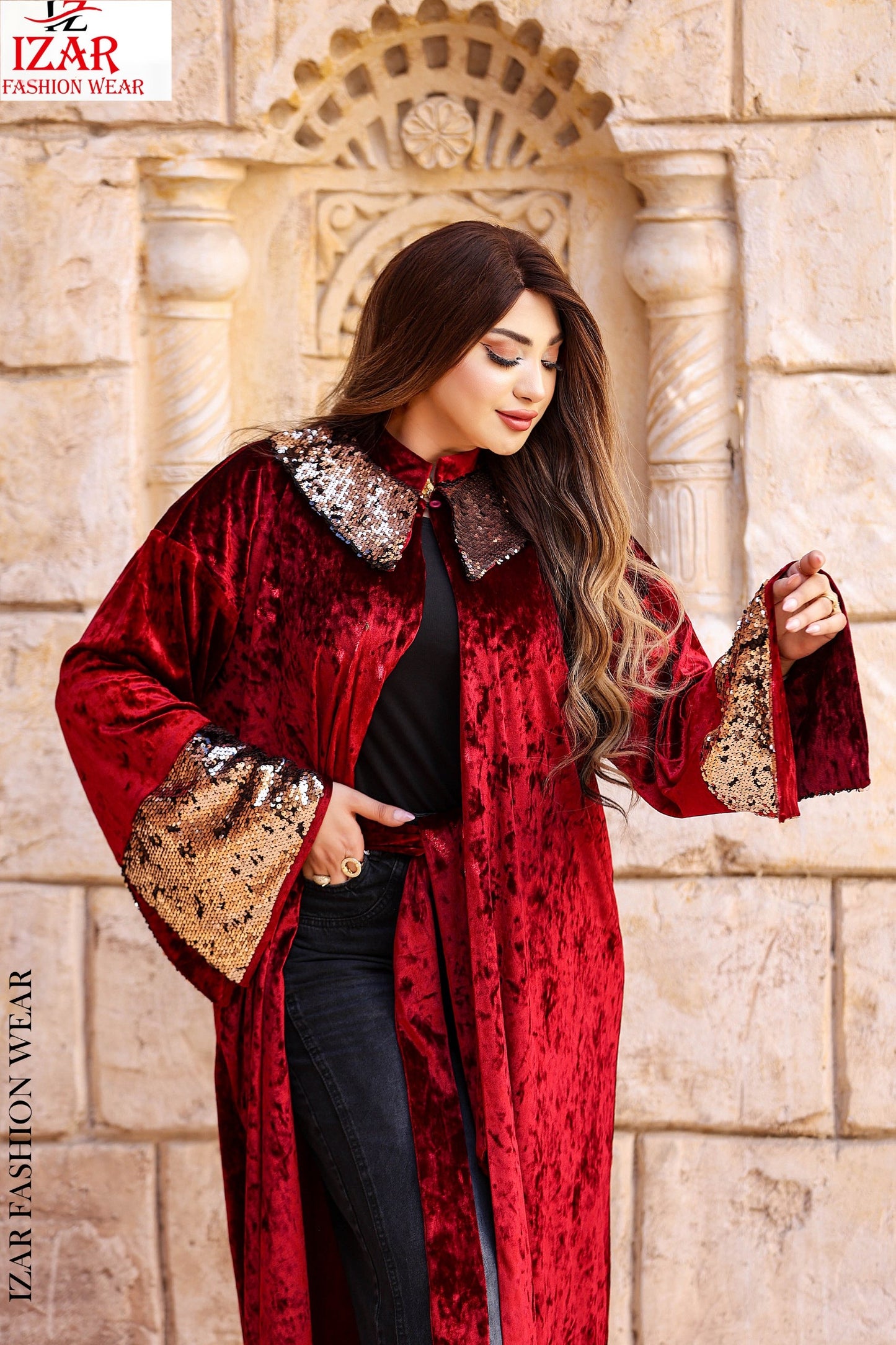 قفطان مخمل دهبي ف نبيتي