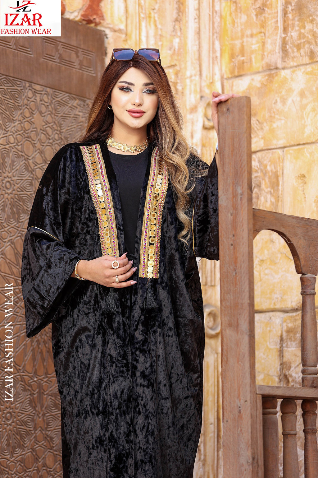 Black velvet caftan