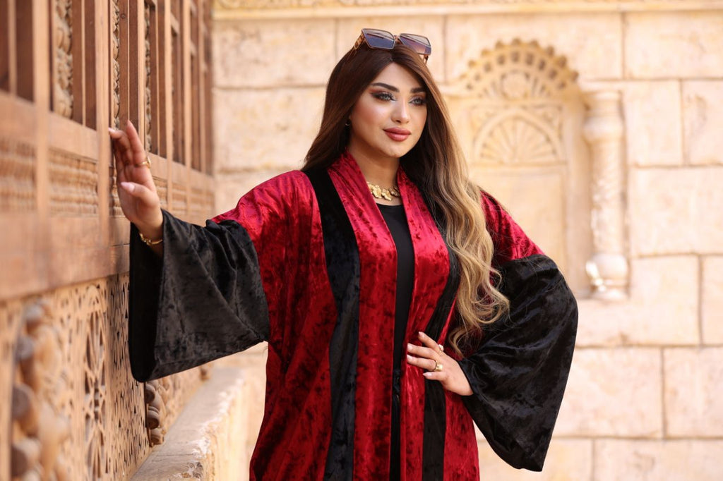 Burgundy velvet caftan