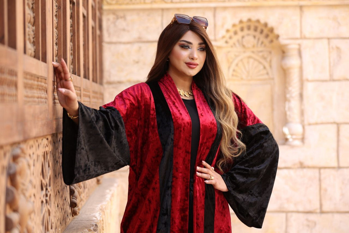 Burgundy velvet caftan