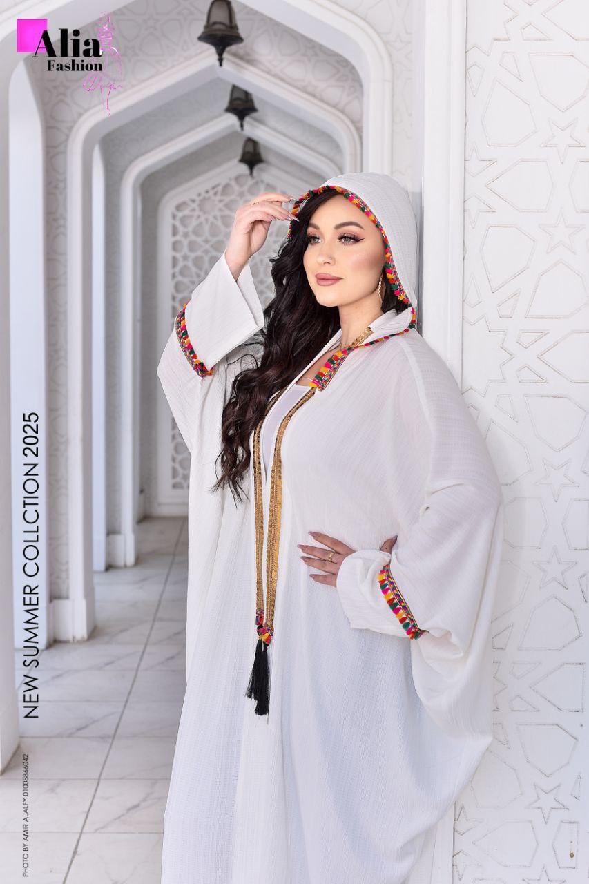 White kaftan with a hood